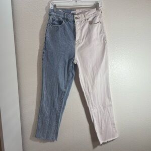 PAC Sun 2-Tone High Rise Straight Denim Crop Jeans Size 27